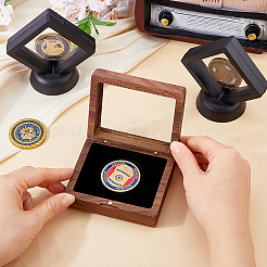 Cajas magnéticas para monedas conmemorativas con ventana visible de madera rectangular&nbsp;CON-DC0001-25