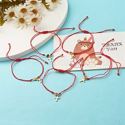 Braccialetto di fascino di strass tondo croce e piatto&nbsp;BJEW-JB07122
