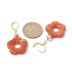 Orecchini pendenti a monachella con fiori in acrilico&nbsp;EJEW-JE05625-03