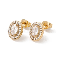 Aretes ovalados con circonitas cúbicas y rhinestone&nbsp;EJEW-A080-05M-G