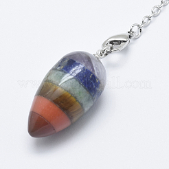 Chakra pendoli da rabdomanzia con pietre preziose naturali e sintetiche a goccia&nbsp;G-E470-04P