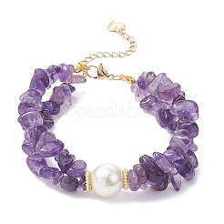Bracelets en perles d'améthyste naturelle pour femmes&nbsp;BJEW-JB12306-01