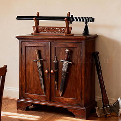Présentoir à épées de bureau à un niveau en panneau MDF creux&nbsp;ODIS-WH0108-083D-02