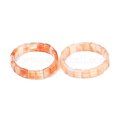 Braccialetti elastici con perline sfaccettate in corniola naturale tinta e riscaldata per donna&nbsp;BJEW-K251-08E