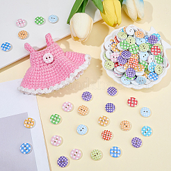 200 Stück 6 Farben 2-Loch flache runde Holzknöpfe mit Polka Dot-Aufdruck&nbsp;BUTT-SP0001-13