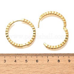 Orecchini a cerchio da donna in ottone placcato a cremagliera con micro pavé di zirconi cubici trasparenti&nbsp;EJEW-C125-17A-G
