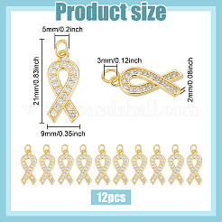 12 Stk. Messing Micro Pave klarer Zirkonia Anhänger&nbsp;ZIRC-BC0001-29