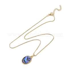 Collana con pendenti in conchiglia paua naturale con placcatura a cremagliera&nbsp;NJEW-B104-01H-01G