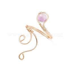 Anello da dito con perline rotonde in pietra mista naturale e sintetica&nbsp;RJEW-JR00517