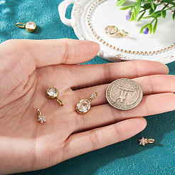 4 Stück 2 Stile Messing Micro Pave Zirkonia & 2 Stück Edelstahl Strass Anhänger Zubehörse Kits&nbsp;FIND-TA0010-18