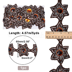 Rubans de dentelle en polyester à fleurs brodées de style ethnique à repasser/coudre&nbsp;OCOR-WH0060-47D