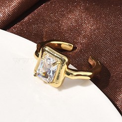 Anelli aperti in ottone con zirconi cubici/vetro&nbsp;RJEW-C158-05G-02