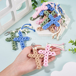 4 ciondolo a forma di croce in cotone&nbsp;HJEW-TA00444