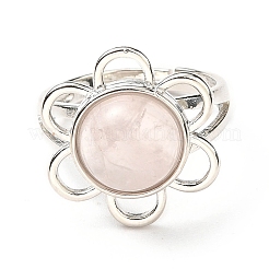 Anillos ajustables de cuarzo rosa natural&nbsp;RJEW-P043-01P-22