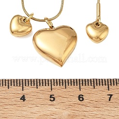 Colliers pour femmes avec pendentif triple cœur en acier inoxydable 304 et chaîne serpent ronde&nbsp;NJEW-A074-02G