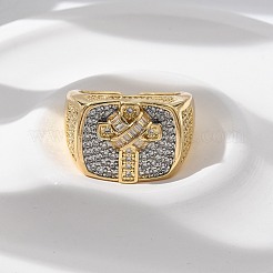 Mikropavé-Manschettenringe aus klarem Zirkonia aus Messing für Damen&nbsp;RJEW-U041-06G
