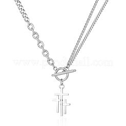 Dreifachkreuz-Anhänger aus Edelstahl 304 mit drei Verschlüssen für Damen und Herren&nbsp;WG5227F-01