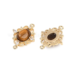 Natürliche Tigerauge ovale Verbindungsstück Charms&nbsp;KK-P302-24G