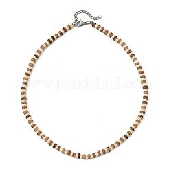 Collane di perline heishi da 5 mm in cocco naturale e turchese sintetico&nbsp;NJEW-JN06627