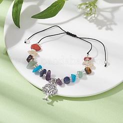 Geflochtene Chakra-Perlenarmbänder aus natürlichen und synthetischen Edelsteinen&nbsp;BJEW-JB09824-01