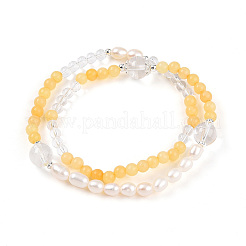 Runde Wickelarmbänder aus natürlichen Süßwasserperlen und Quarzkristallen für Damen&nbsp;BJEW-T022-11