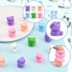 24 pz. 6 decorazioni per esposizione a forma di gatto in plastica colorata&nbsp;DJEW-SP0001-14