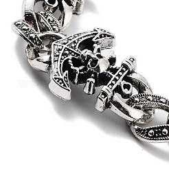 Retro-Armbänder mit Totenkopf-Anker-Gliederkette aus Legierung für Damen und Herren&nbsp;BJEW-L684-001AS