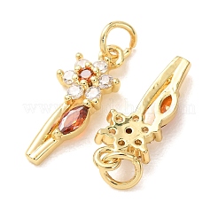 Anhänger aus Messing mit Mikropavé-Fassung aus orange-roten Zirkonia&nbsp;CU-E003-10G-C