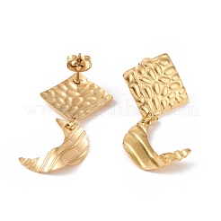 Orecchini pendenti a forma di mezzaluna in acciaio inossidabile 304 con rombo per donna&nbsp;EJEW-G328-19