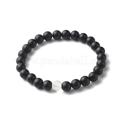 Ensemble de bracelets extensibles en perles de cristal de quartz synthétique et perles de pierre noire synthétique pour cadeau femme fille&nbsp;BJEW-JB06792