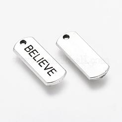 Tibetischen Stil Legierung Rechteck mit Wort glauben&nbsp;X-TIBEP-Q043-066-RS