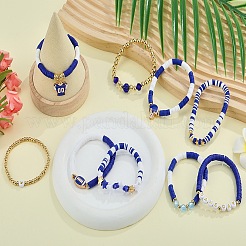 1 juego de pulseras elásticas de cuentas heishi de arcilla polimérica hechas a mano&nbsp;BJEW-SZ0002-67A-04