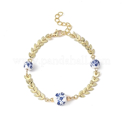 Blatt Messing Messing handgefertigt Kolben Gliederketten Armbänder&nbsp;BJEW-JB12818