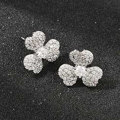 Boucles d'oreilles en laiton avec zircone cubique de micro pave&nbsp;EJEW-G471-51P