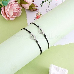 Ensemble de bracelets à maillons en forme de cœur en acier inoxydable 430 de 2 styles&nbsp;JB718A