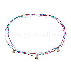 Chaîne de ventre extensible en alliage bohème avec breloque en forme d'animal marin et perles de verre à 3 couche pour femme&nbsp;FS-WG5D6A5-04