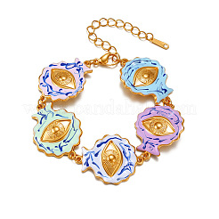 Boho-Armbänder aus 304 Edelstahl mit Emaille-Motiv und bösem Blick für Damen&nbsp;WG04763-01