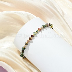 Pulseras elásticas de ágata india natural y cuentas de vidrio para mujeres y hombres&nbsp;BJEW-JB13939