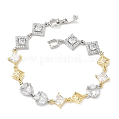 Messing-Gliederkettenarmbänder mit Mikropflaster und klarem Zirkonia für Damen&nbsp;BJEW-C156-06C-GP