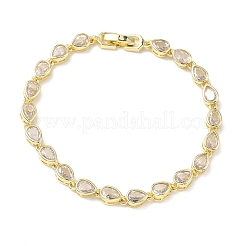 Tropfenförmige Gliederkettenarmbänder aus Messing mit Mikropflaster und klaren Zirkonia für Damen&nbsp;BJEW-C156-07A-G