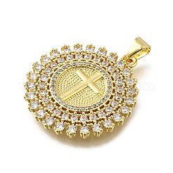 Pendentifs avec zircon cubiques à micro-pavés en laiton&nbsp;KK-Q066-25G