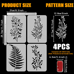 4pcs 4 estilos pet ahueca hacia fuera las plantillas de pintura de dibujo&nbsp;DIY-WH0394-0154
