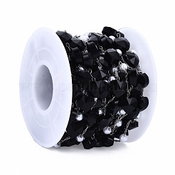 Coeur en verre et chaînes de perles en plastique abs&nbsp;CHS-N003-06C