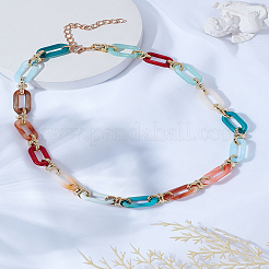 Collier à maillons ovales en acrylique pour femme&nbsp;NJEW-LP0002-96C