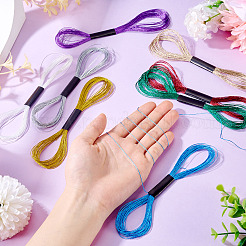 8 Strang 8 Farben 6-fädiges Polyester-Stickgarn in Metallic-Optik&nbsp;DIY-TAC0020-73