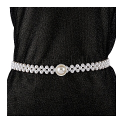 Ceintures à chaîne élastique en perles acryliques blanches avec boucles en alliage&nbsp;WG1BD5E-02
