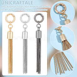 3 set di 3 portachiavi in lega con ciondolo a forma di nappa e decorazione a catena&nbsp;HJEW-UN0001-25