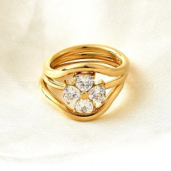 3 Stück 304 Edelstahl Micro Pave Zirkonia Ring-Sets&nbsp;RJEW-S625-01G