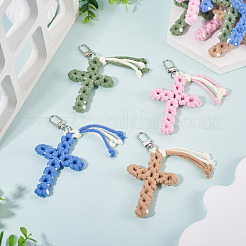 4 ciondolo a forma di croce in cotone&nbsp;HJEW-TA00444