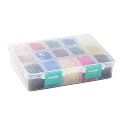 375g 15 Farben Glas Saatperlen&nbsp;SEED-JP0004-01-3mm
